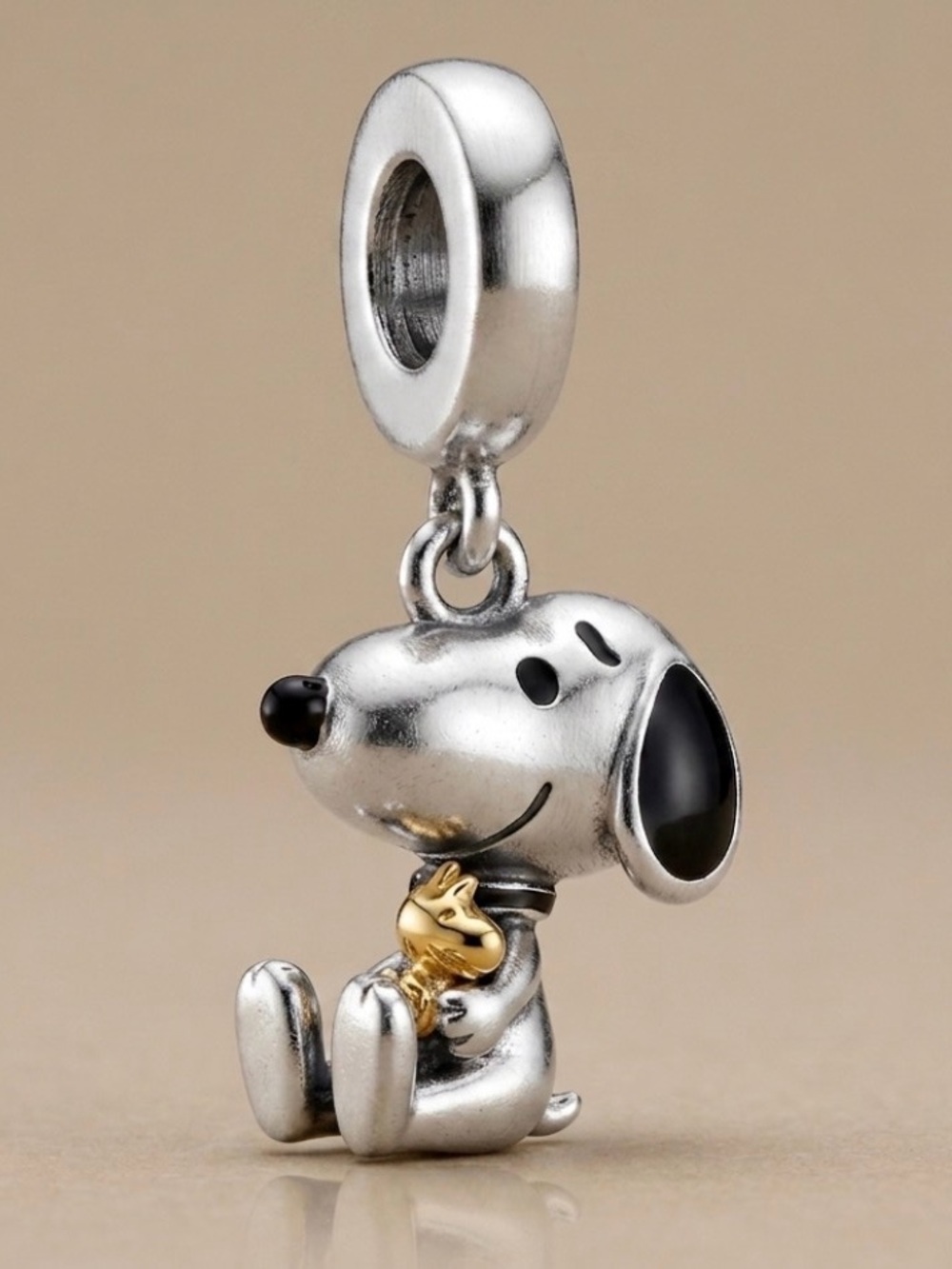 Peanuts Snoopy Silver Dog Charm with Gold Woodstock - Pet Lover Jewelry
